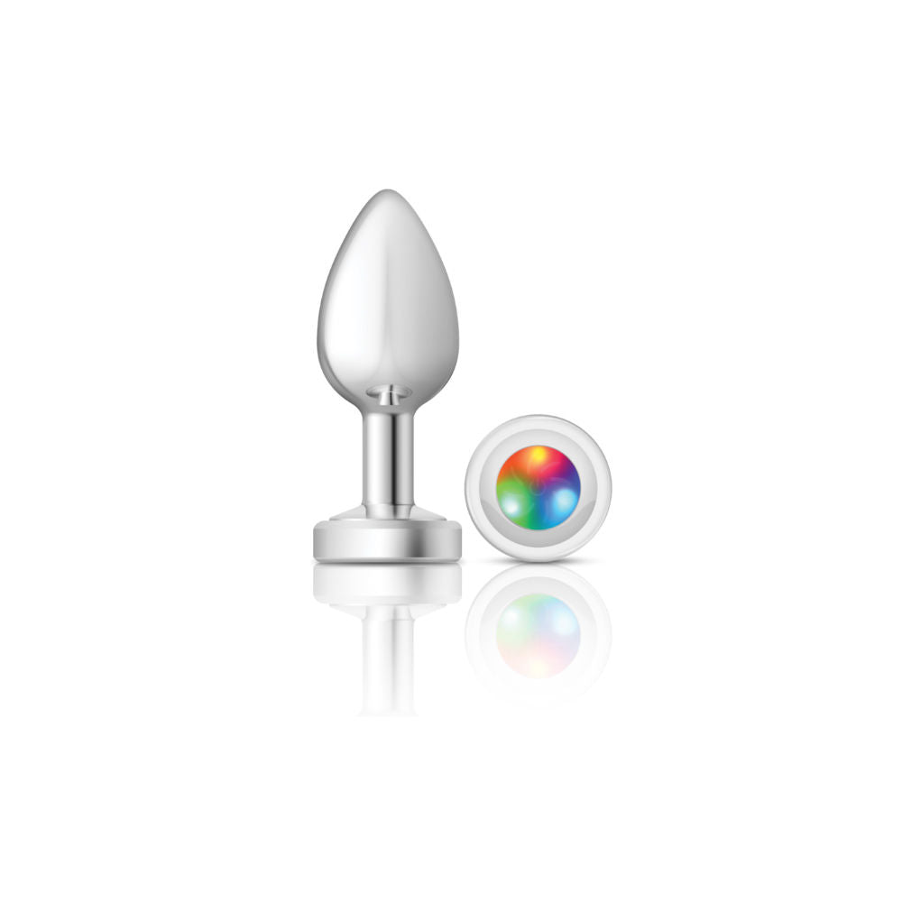 Light Up Silver Metal Anal Plug Medium with Multi-Color Glow Butt Plugs