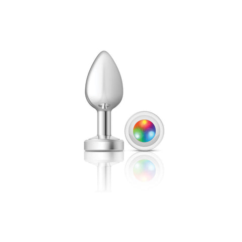 Light Up Silver Metal Anal Plug Medium with Multi-Color Glow Butt Plugs