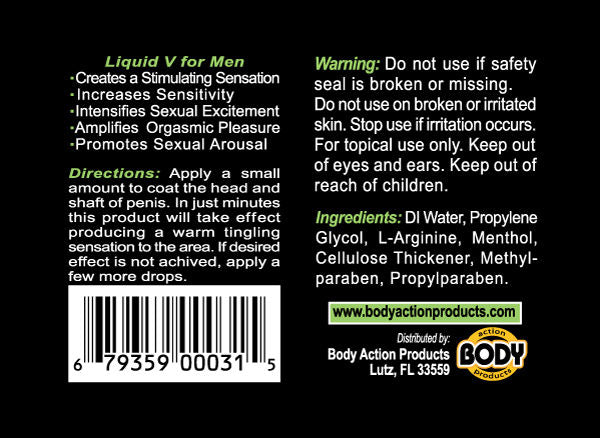 Liquid V for Men Stimulating Gel 1 Oz Bottle for Intimacy ENHANCERS