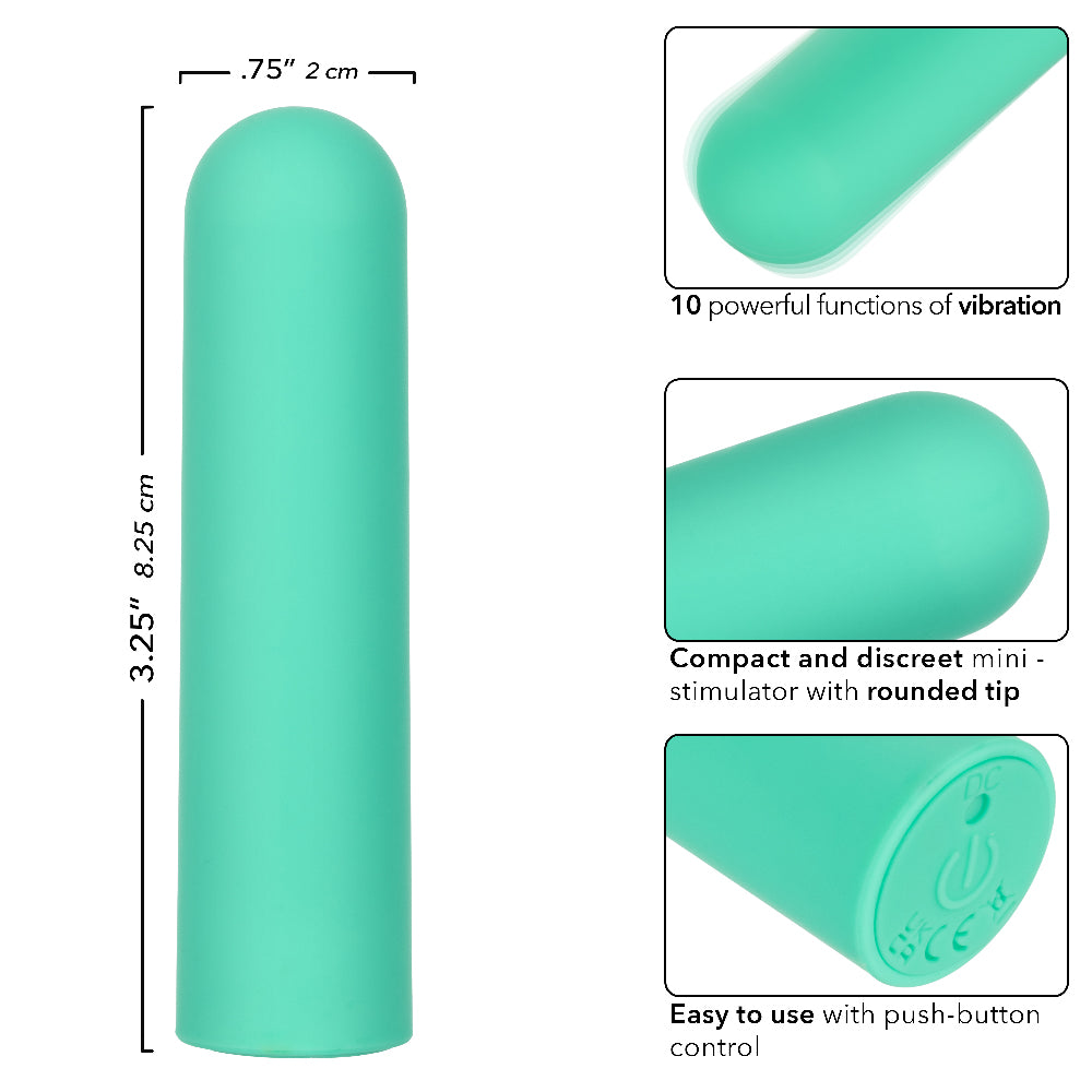 Turbo Buzz Rounded Bullet Vibrator Green Compact Discreet BULLETS