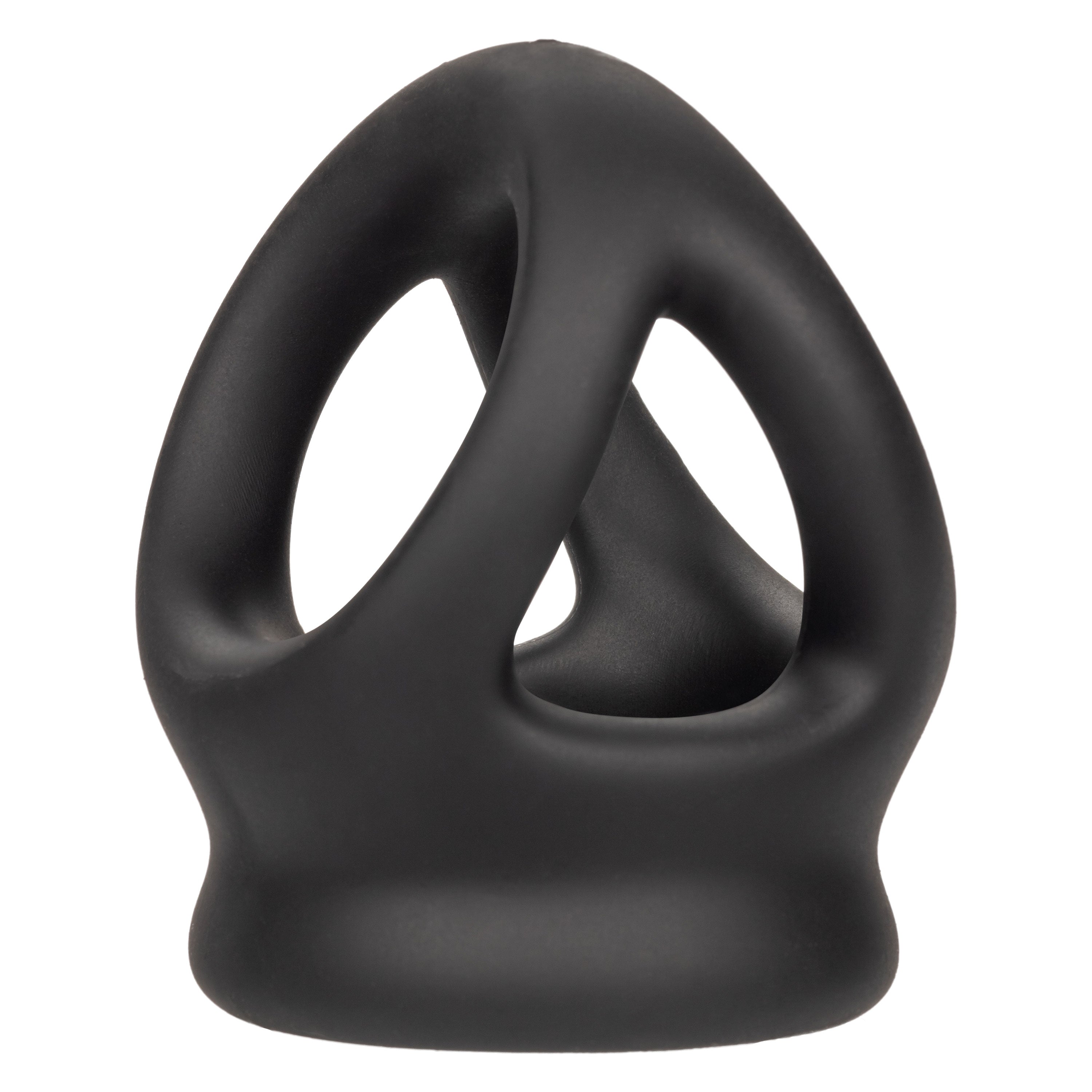 Alpha Liquid Silicone Dual Cage and Ring Black Stretchy Enhancer Cock Ring