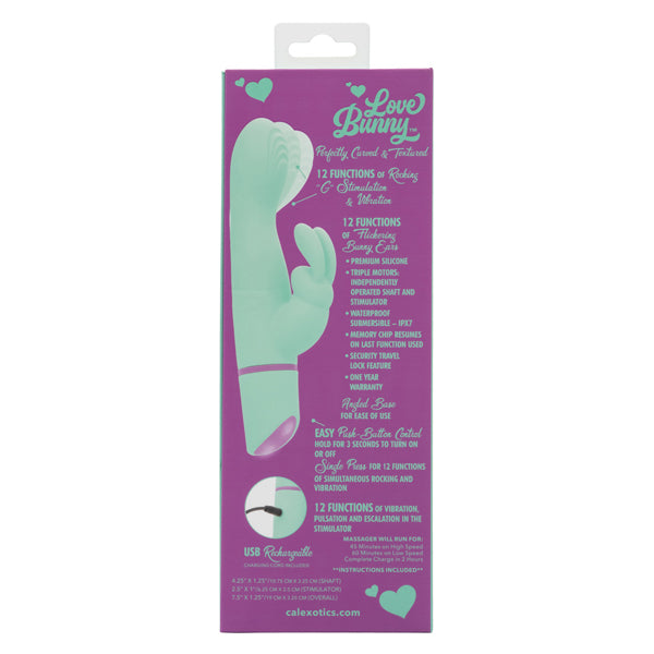 Love Bunny Rockin' G Bunny Silicone Rechargeable Waterproof Vibrator 7.5 Inch Mint Green VIBRATORS-RABBIT