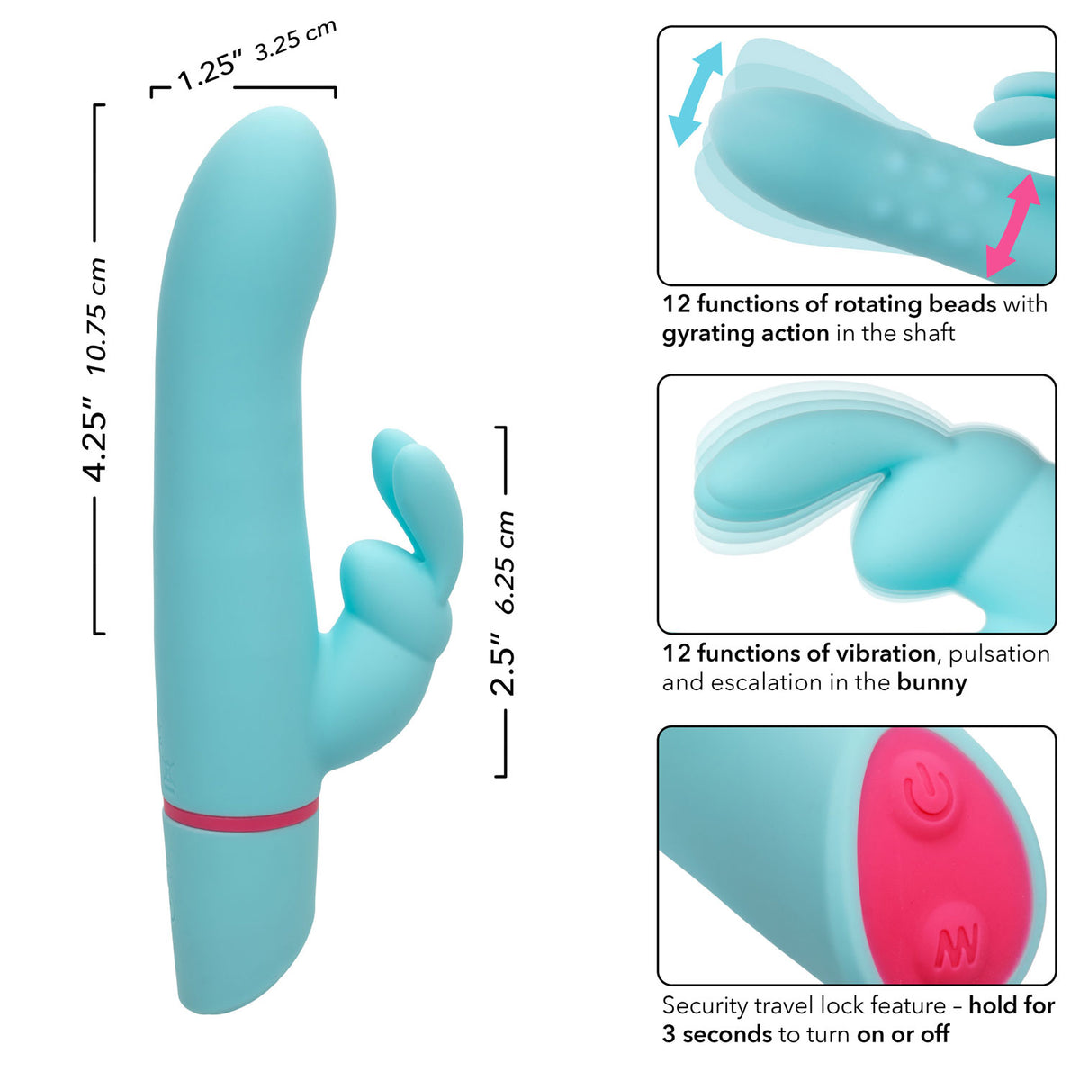 Love Bunny Rotating Bunny Blue 7.5 Inch Silicone Waterproof Vibrator > Vibrators > Ladies > Rabbit