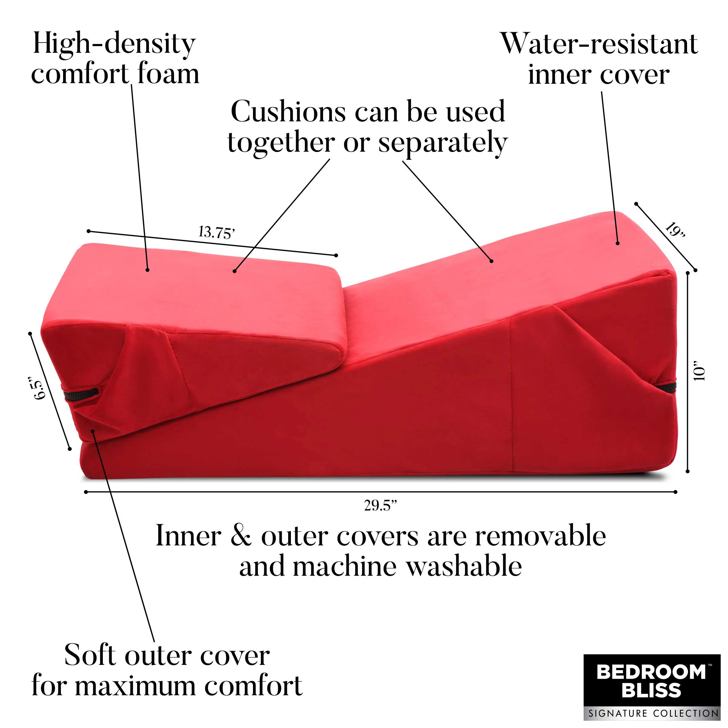 Love Cushion Set Foam Wedge Pillow Red for Adult Intimacy Play Sex Positioners