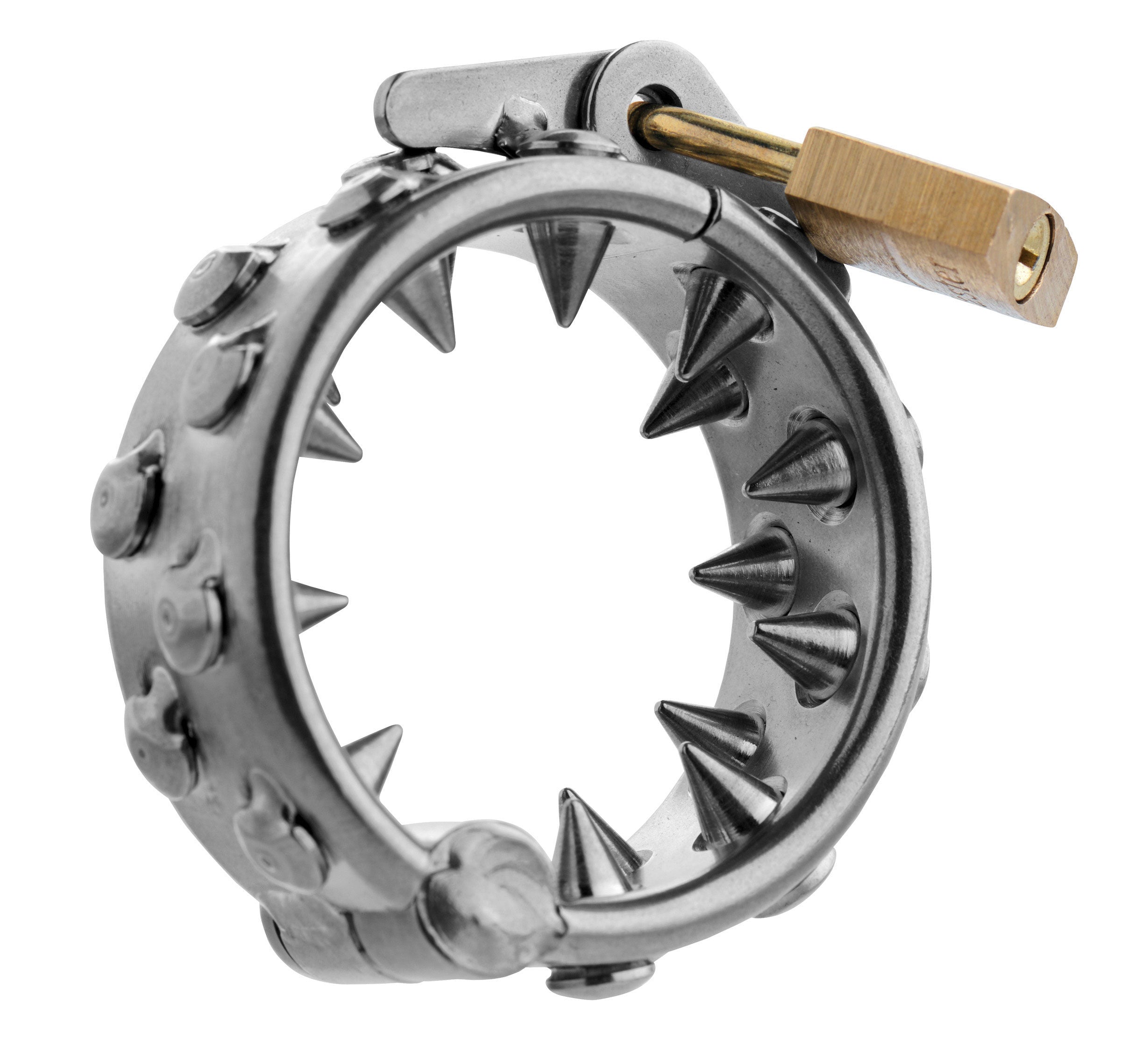 Impaler Locking CBT Ring With Spikes Stainless Steel Toy Medical Themed