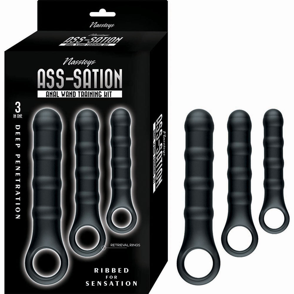 Nasstoys Ass-Sation Anal Wand Training Kit (Black) – 3-Piece Butt Plug Set Black > Anal Range > Anal Probes