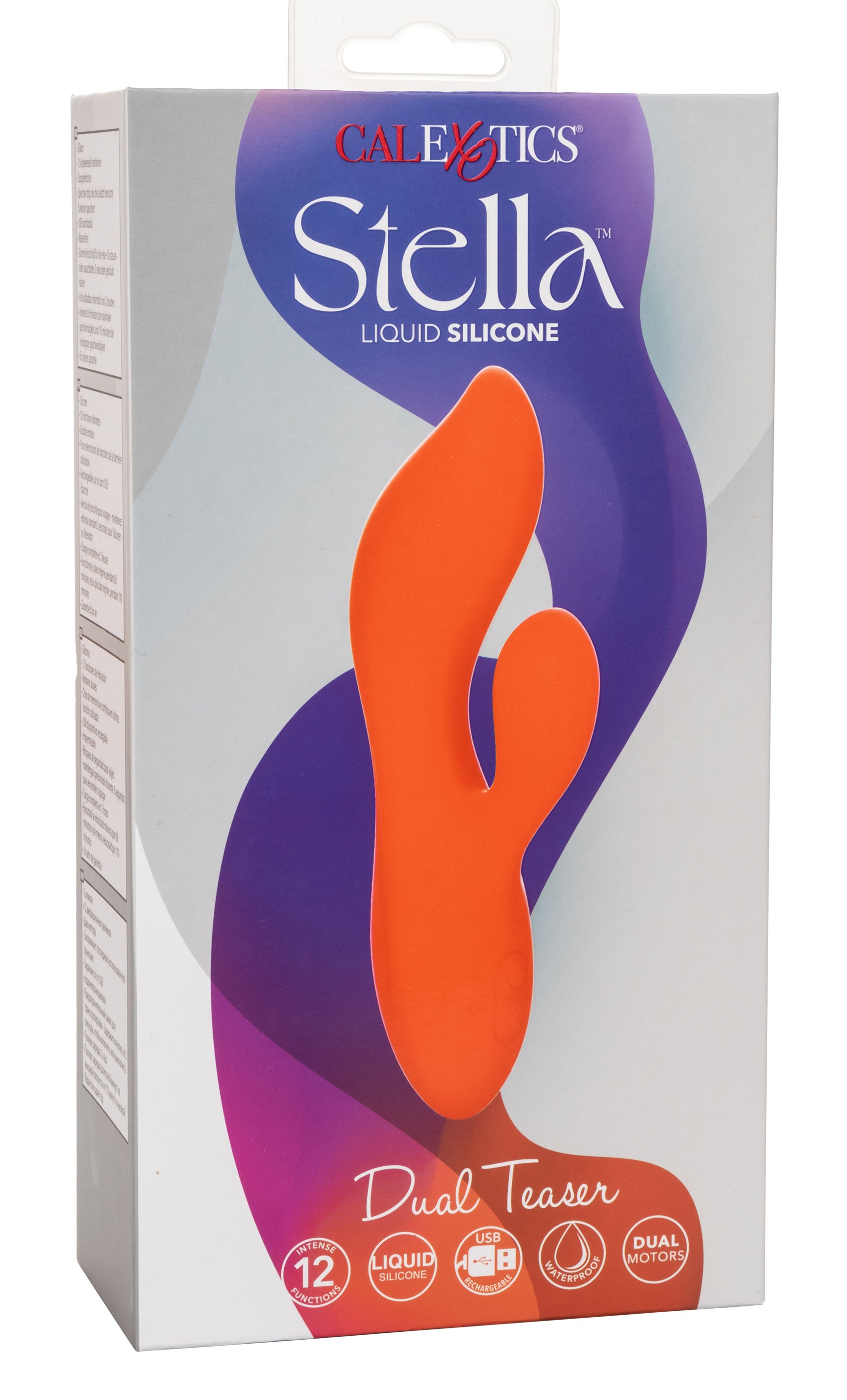 Stella Liquid Silicone Dual Teaser Vibrator in Orange with 12 Vibration Modes and Dual Motors VIBRATORS-RABBIT