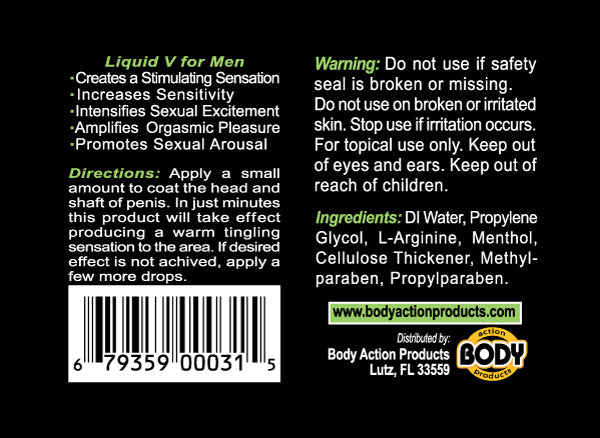 Liquid V for Men Stimulating Gel 1 Oz Bottle for Intimacy ENHANCERS