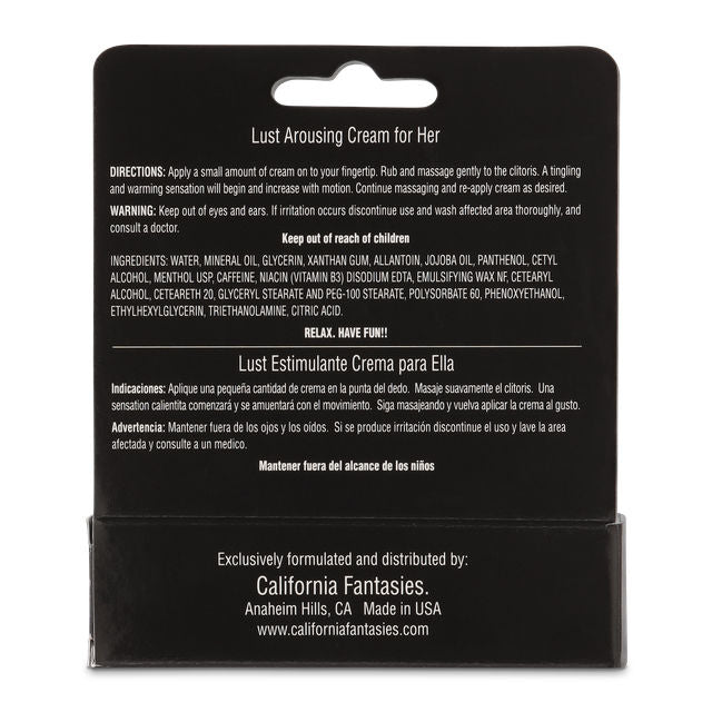 Lust Female Arousing Cream for Her 0.5 Oz Intense Pleasure Enhancers Female