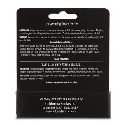Lust Female Arousing Cream for Her 0.5 Oz Intense Pleasure Enhancers Female