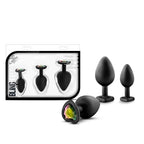 Luxe Bling Plugs Training Kit – 3 Sizes Silicone Anal Plugs with Heart Gems > Anal Range > Butt Plug Kits