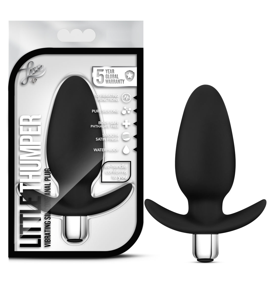 Luxe Little Thumper Black Vibrating Anal Plug 4 Inch Butt Plugs - Vibrating