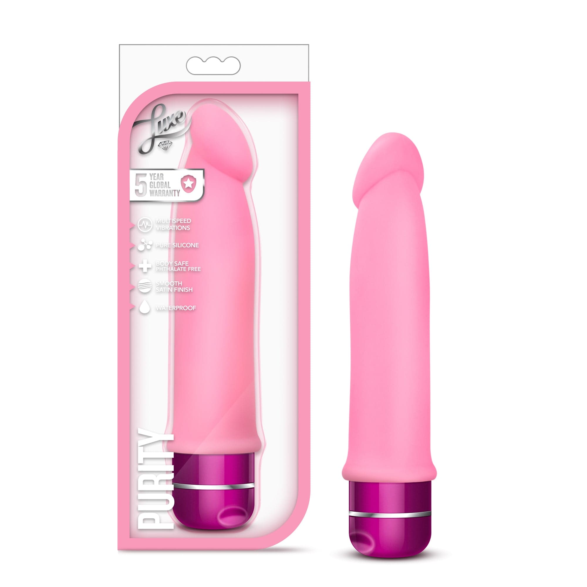 Luxe Purity Pink 7.5 Inch Vibrator for Ultimate Pleasure