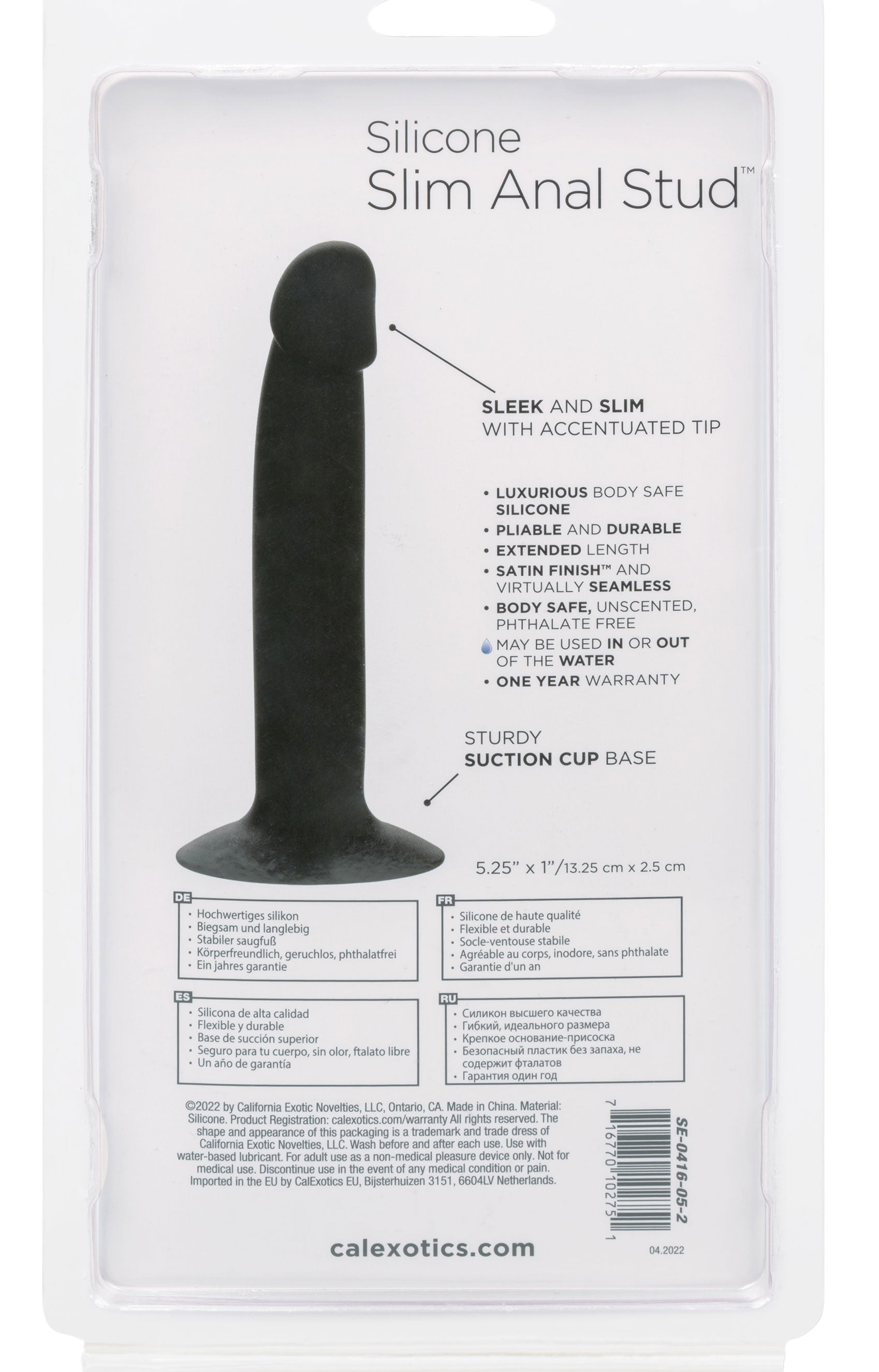 CalExotics Silicone Slim Anal Stud Black Slim Shaft with Suction Cup Base > Anal Range > Butt Plugs