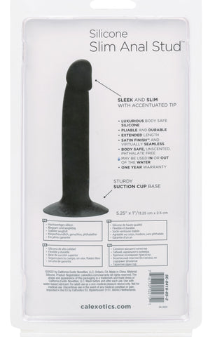 CalExotics Silicone Slim Anal Stud Black Slim Shaft with Suction Cup Base > Anal Range > Butt Plugs