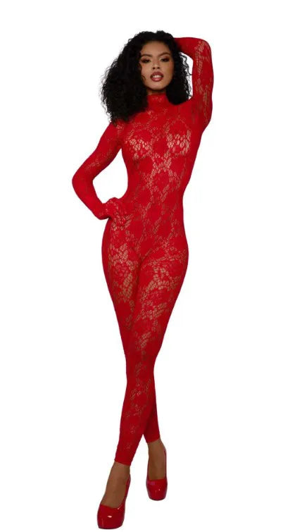 Gloved Bodystocking Dmnd – Nylon Spandex Bodystocking Red One Size > Clothes > Bodies and Playsuits