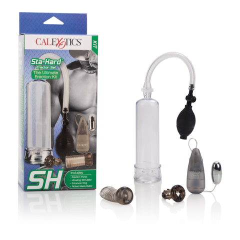 Sta-Hard Erector Set Penis Pump and Vibrating Masturbator Kit Clear PUMPS
