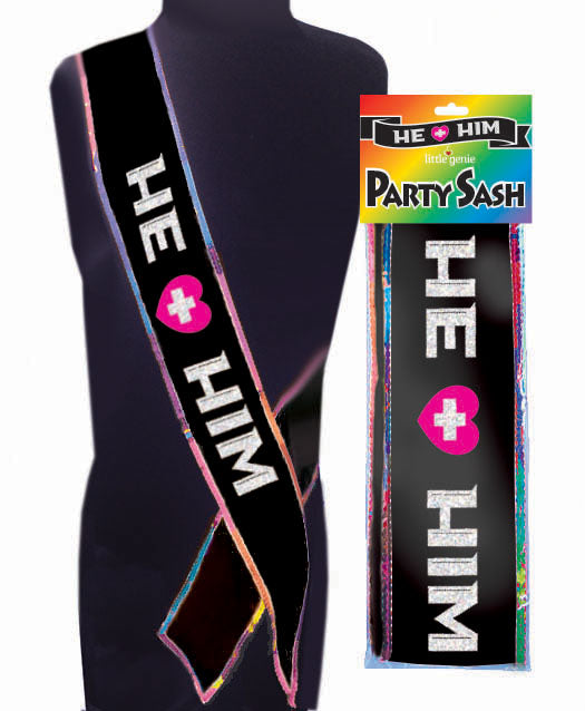 He Plus Him Adjustable Glittery Sash – Bold Lettering Celebration Accessory Default Title > Novelties > Bachelor & Bachelorette Items