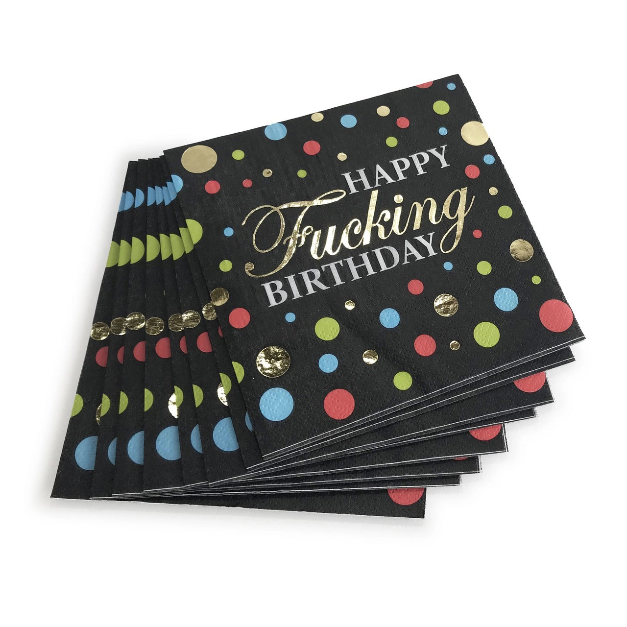 Happy Fucking Birthday Cocktail Napkins with Gold Foil Design Party Supplies