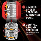 M for Men Slambox Male Masturbator with 7 Rotation Modes Red > Sex Toys For Men > Masturbators > Vibrating