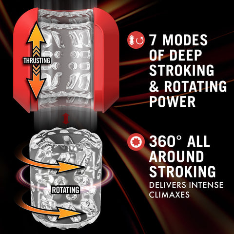 M for Men Slambox Male Masturbator with 7 Rotation Modes Red Strokers - Auto