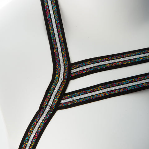 Gender Fluid Silver Lining Stretch Body Harness Multi-Color Womens Harnesses
