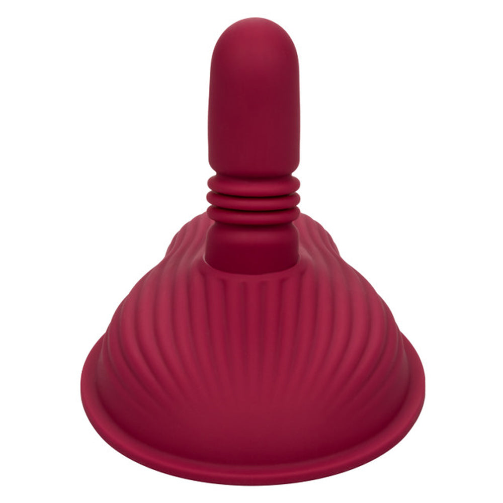 Dual Rider Remote Control Thrust and Grind Waterproof Rechargeable Silicone Massager in Burgundy Vibrating Pads
