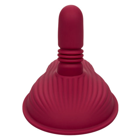 Dual Rider Remote Control Thrust and Grind Waterproof Rechargeable Silicone Massager in Burgundy Vibrating Pads
