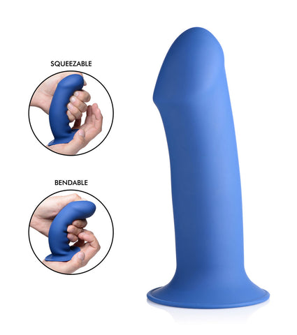Squeezable Thick Phallic Silicone Dildo with Moldable Shape Blue DONGS