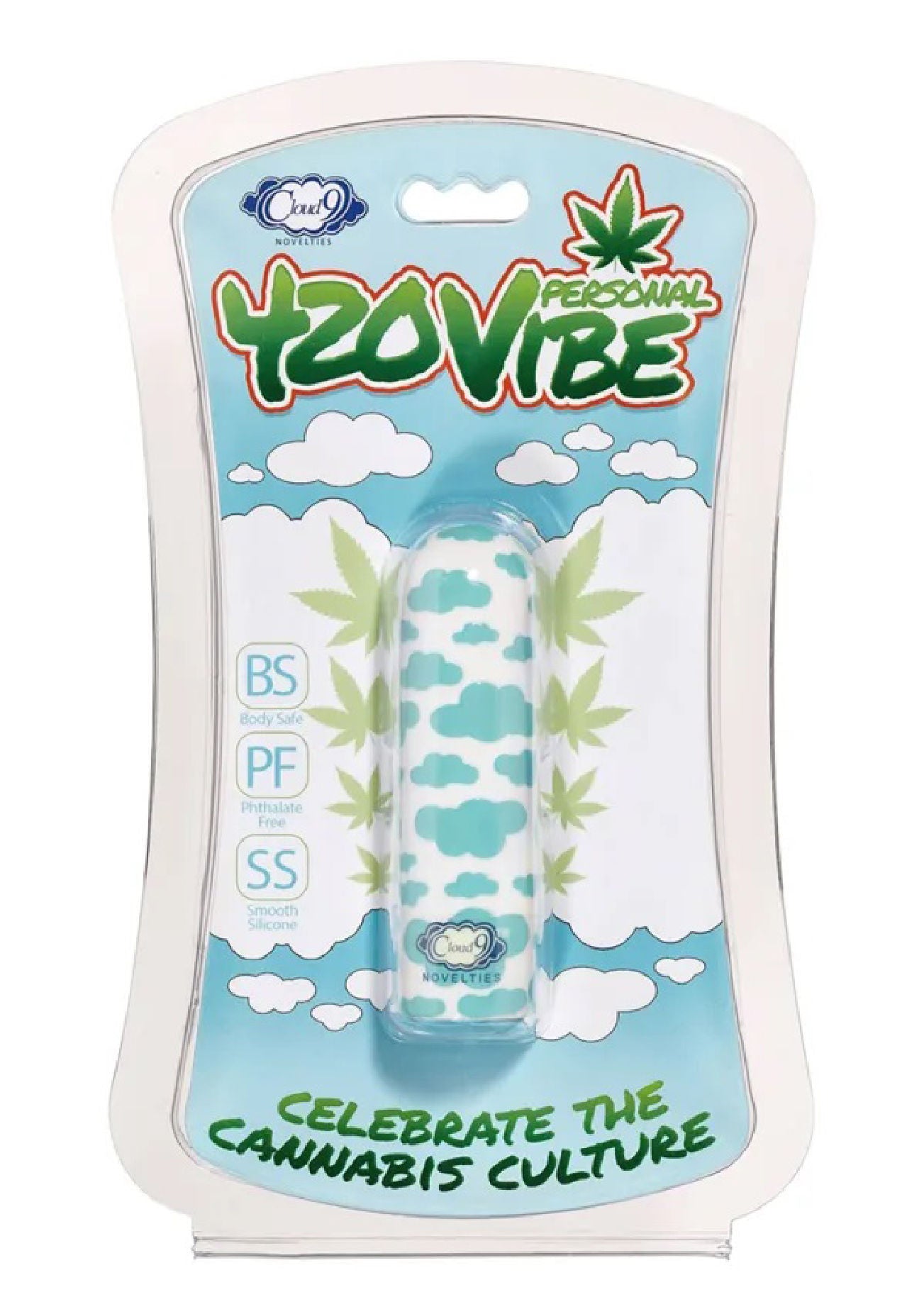 420 Stubby Vibe Cloud White Blue Rechargeable Bullet Vibrator Blue BULLETS