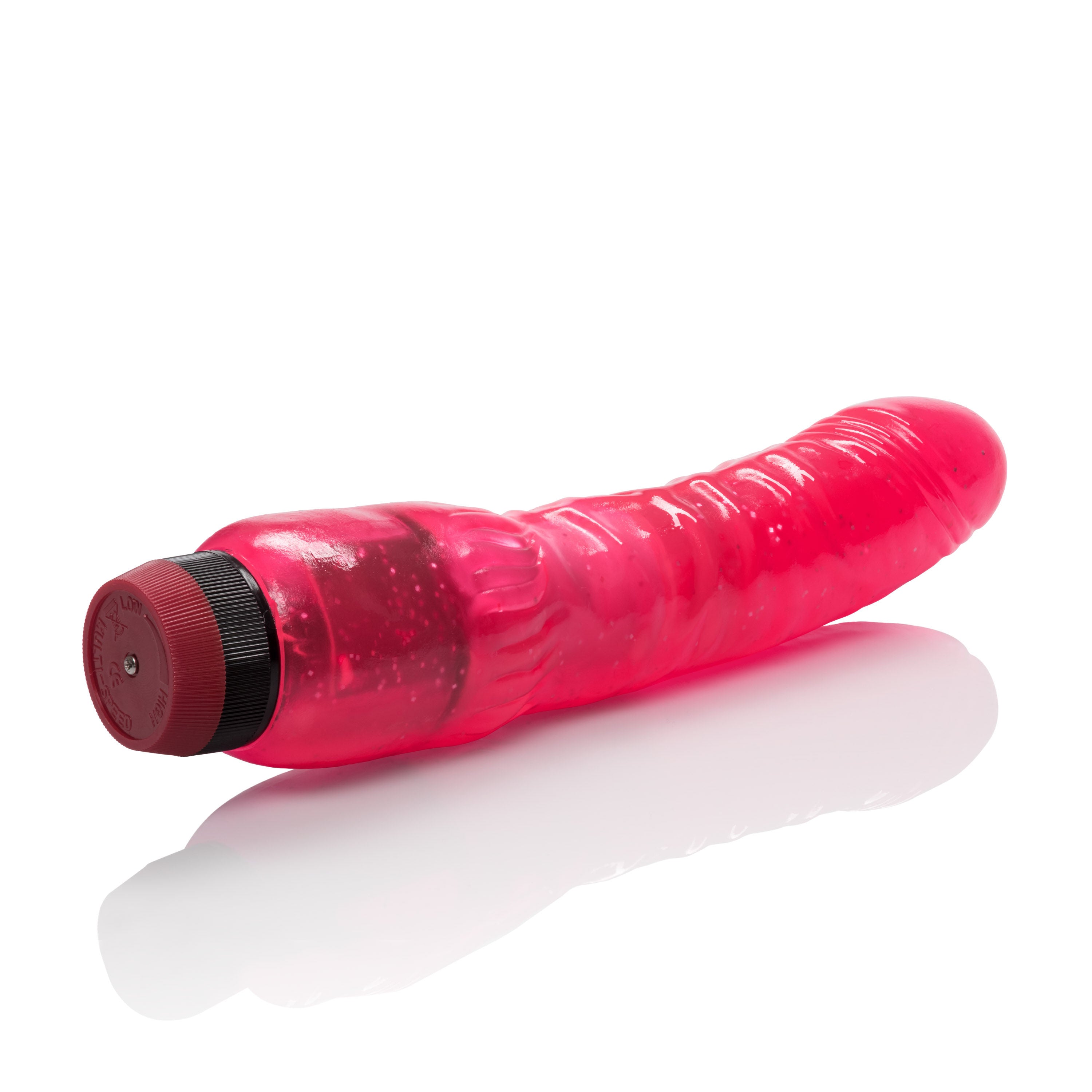 Curved Vibrating Jelly Penis 8.25 Inches Hot Pink Toy Dildos & Dongs