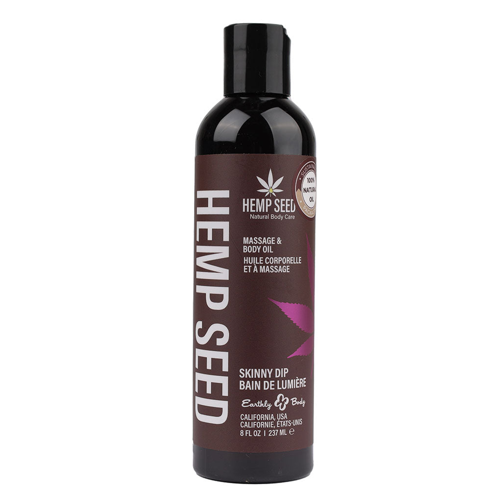 Hemp Seed Massage and Body Oil Skinny Dip Vanilla and Fairy Floss Scented 237 Milliliter Bottle