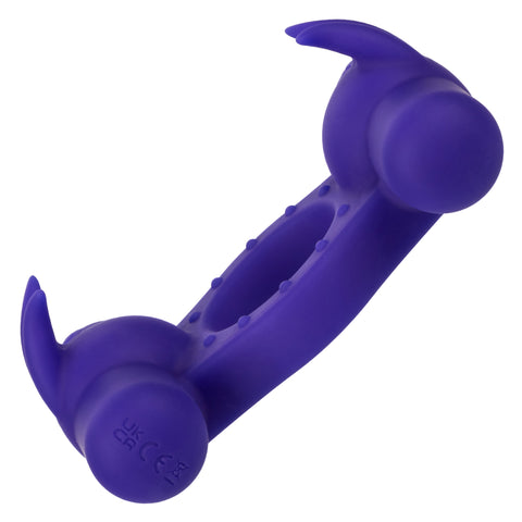 Silicone Rechargeable Triple Orgasm Enhancer in Purple with 12 Vibration Functions and Dual Independent Motors Cock Rings Vibrating