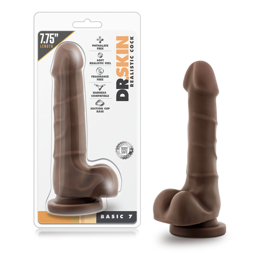 Dr Skin Realistic Dildo Basic 7 Inch Chocolate Suction Cup Dongs Realistic