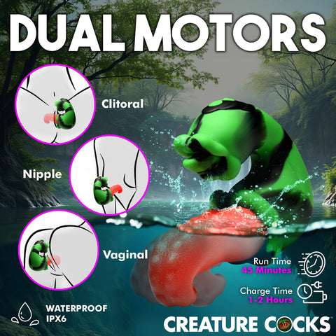 Tongue Lasher Silicone Vibrator Dual Pleasure Green Adult Toy Vibrators