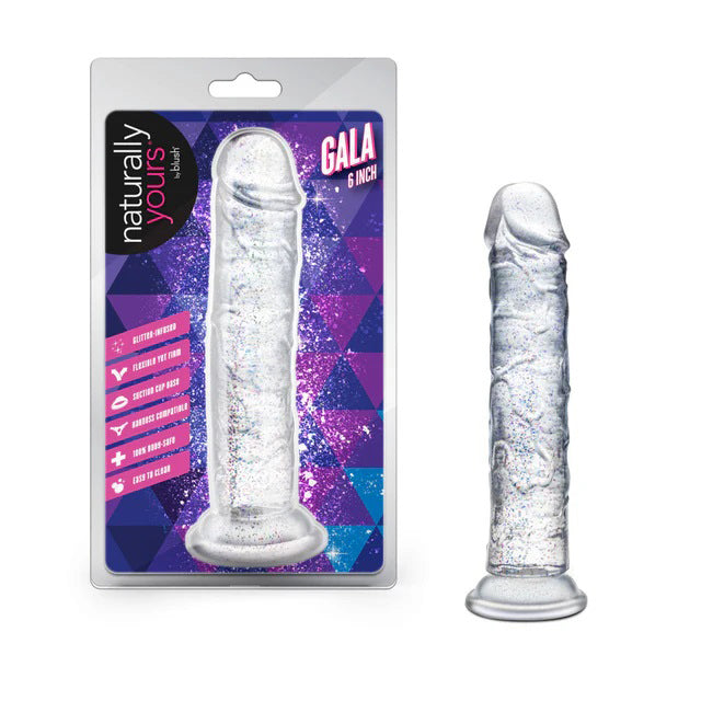 Blush Naturally Yours Gala Sparkling Clear Slim Dildo 6 Inch Clear > Dildos > Slim Dildos