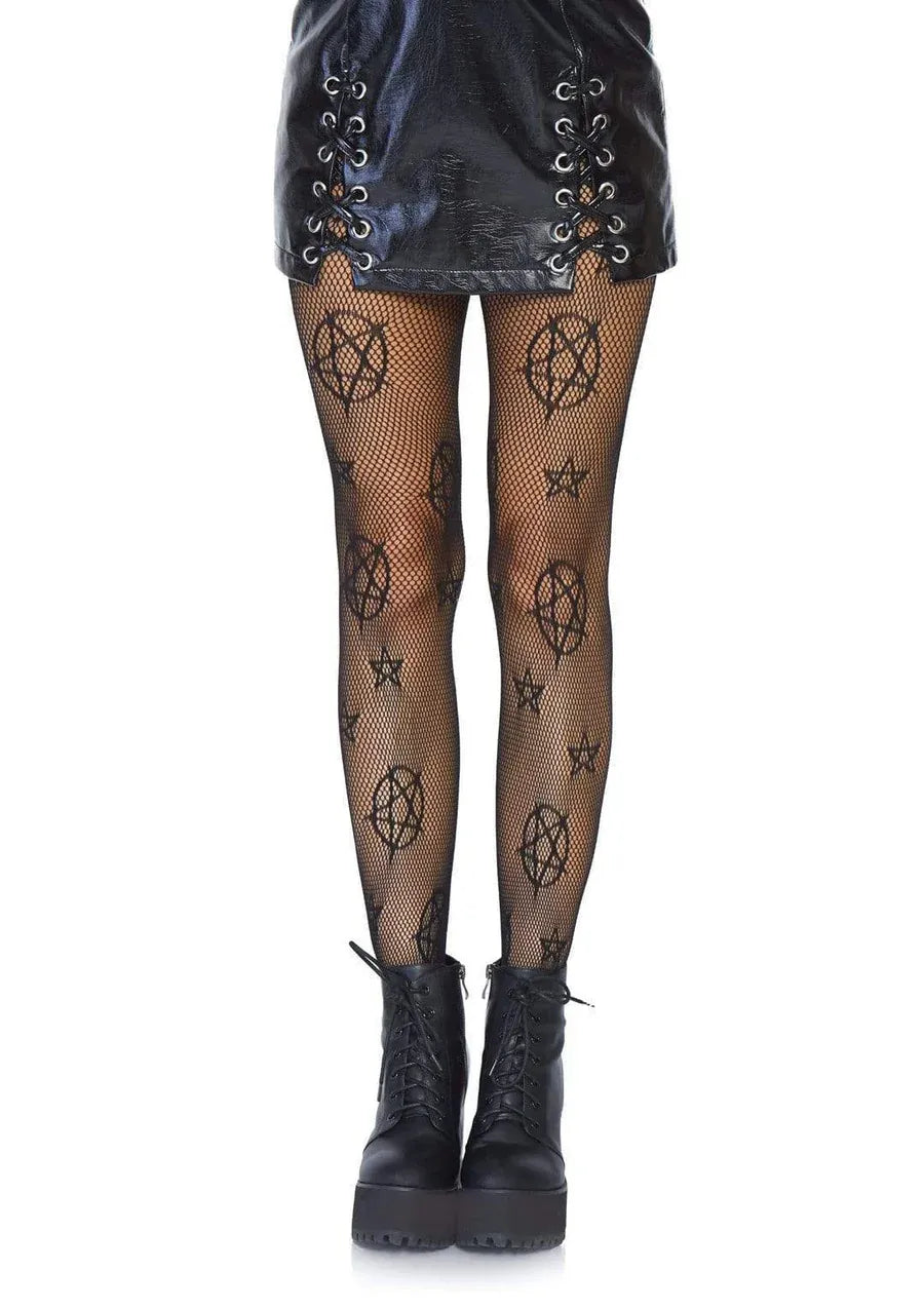 Leg Avenue Occult Net Tights – Fishnet Pentacle Pattern Hosiery Black One Size > Clothes > Hosiery > Pantyhose & Tights