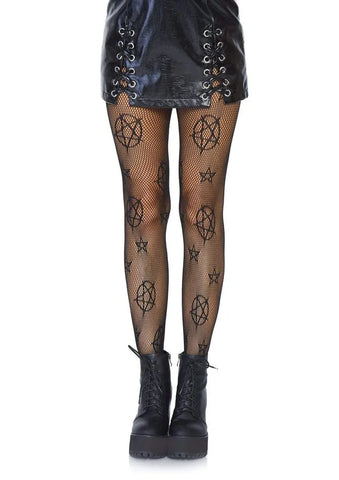 Leg Avenue Occult Net Tights – Fishnet Pentacle Pattern Hosiery Black One Size > Clothes > Hosiery > Pantyhose & Tights