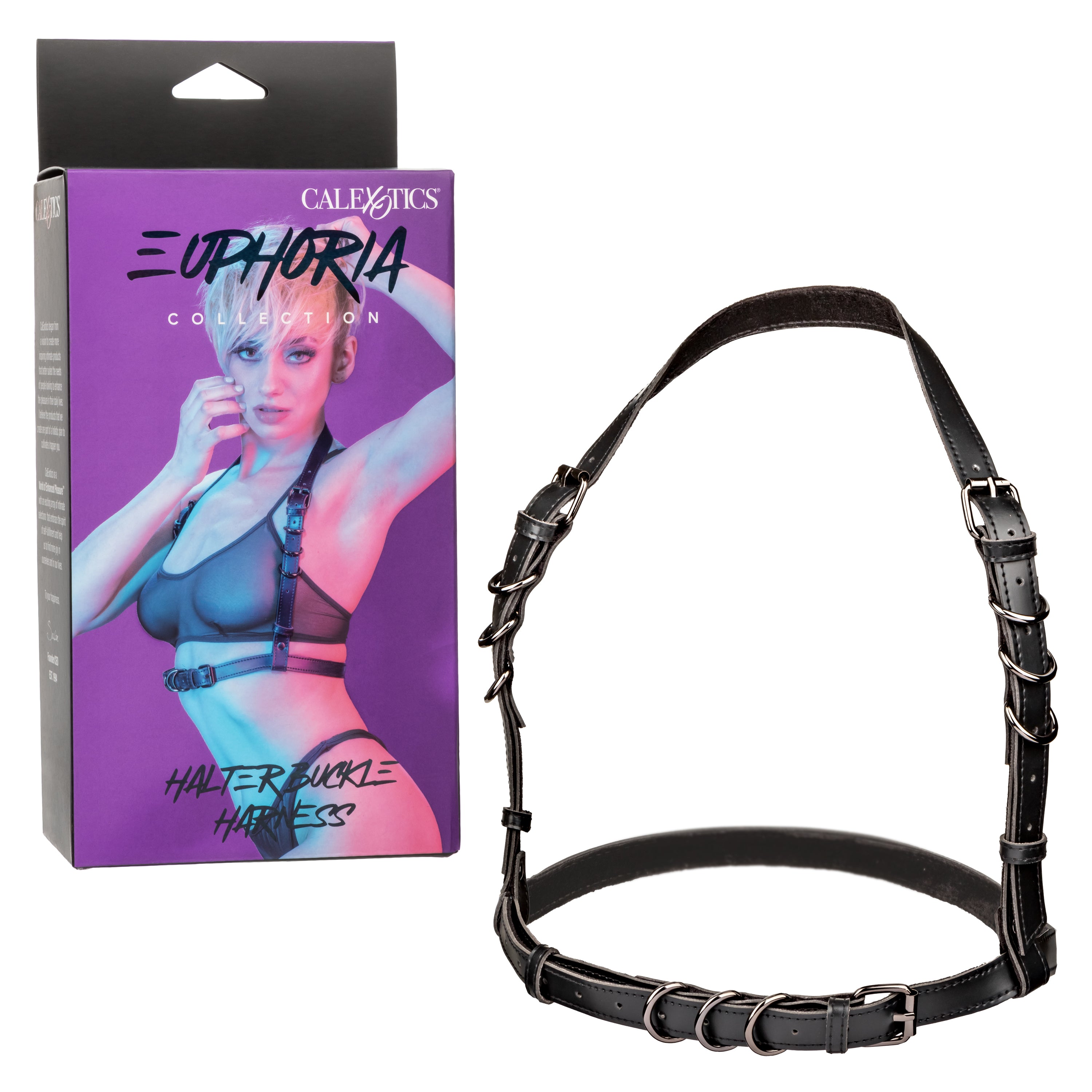 Euphoria Collection Halter Buckle Harness Vegan Leather with Velvet Interior Adjustable 25.5 Inch Strap and 39.5 Inch Underbust Womens Harnesses