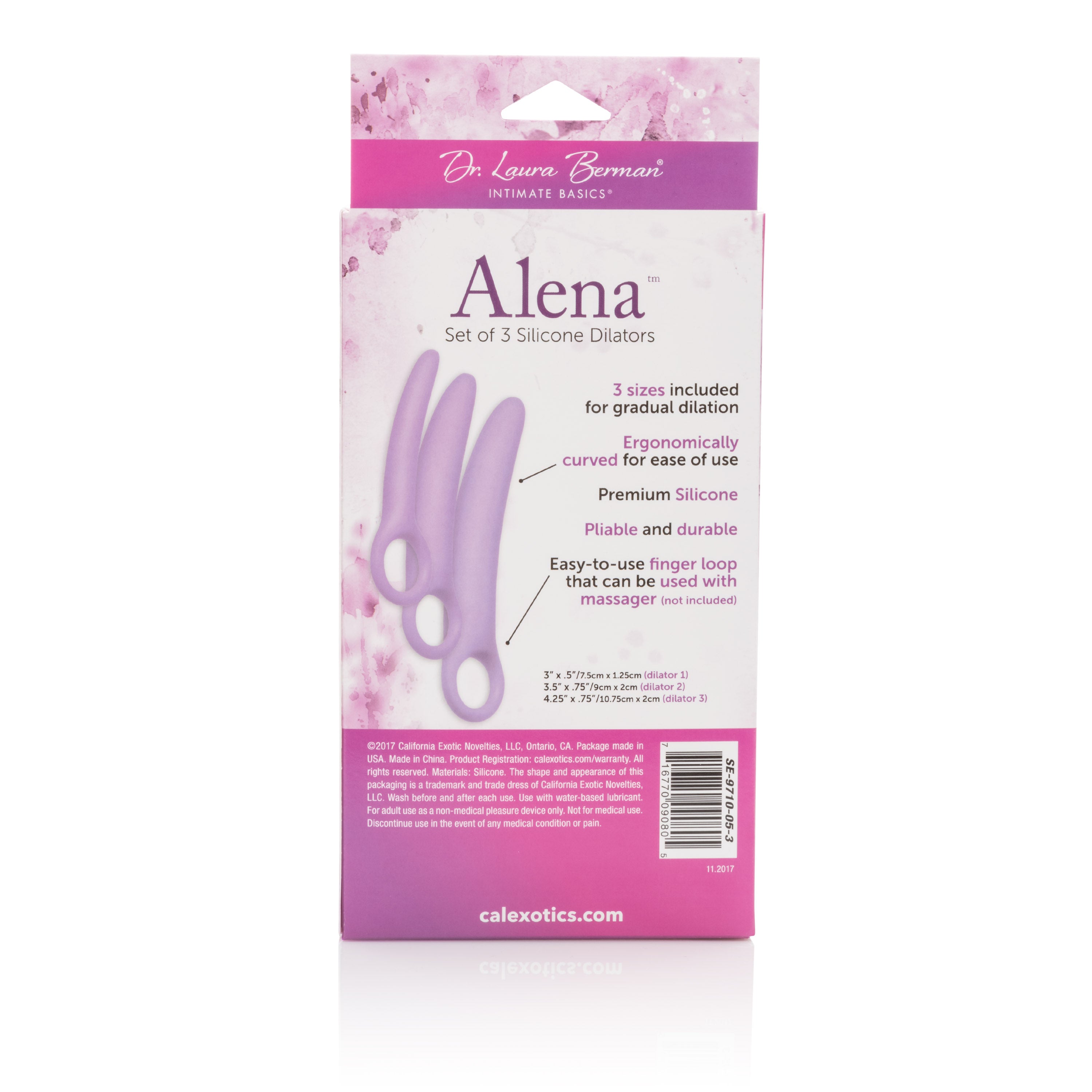 Dr. Laura Berman Alena Set of 3 Lavender Silicone Dilators with Finger Loop – Small 3” x 0.5”, Medium 3.5” x 0.75”, Large 4.25” x 0.75” > Sex Toys For Ladies > Kegel Exercise