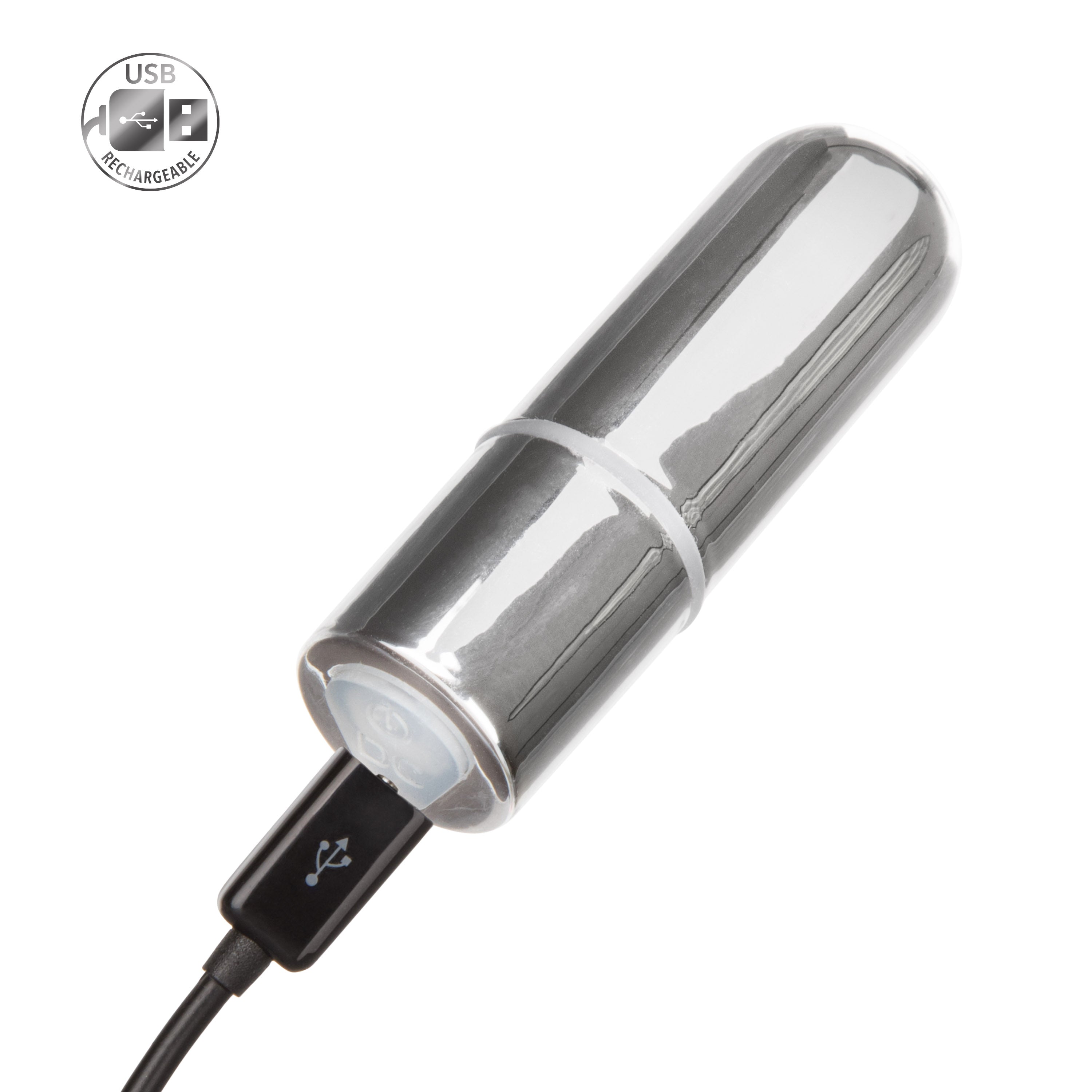 CalExotics Rechargeable Mini Bullet Vibrator Silver USB Rechargeable Compact Waterproof BULLETS