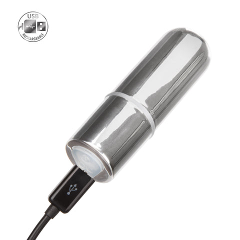 CalExotics Rechargeable Mini Bullet Vibrator Silver USB Rechargeable Compact Waterproof BULLETS