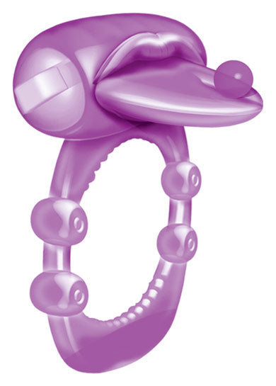 Xtreme Vibes Purple Pierced Tongue Vibrating Cockring Adult Toy Cock Rings Vibrating