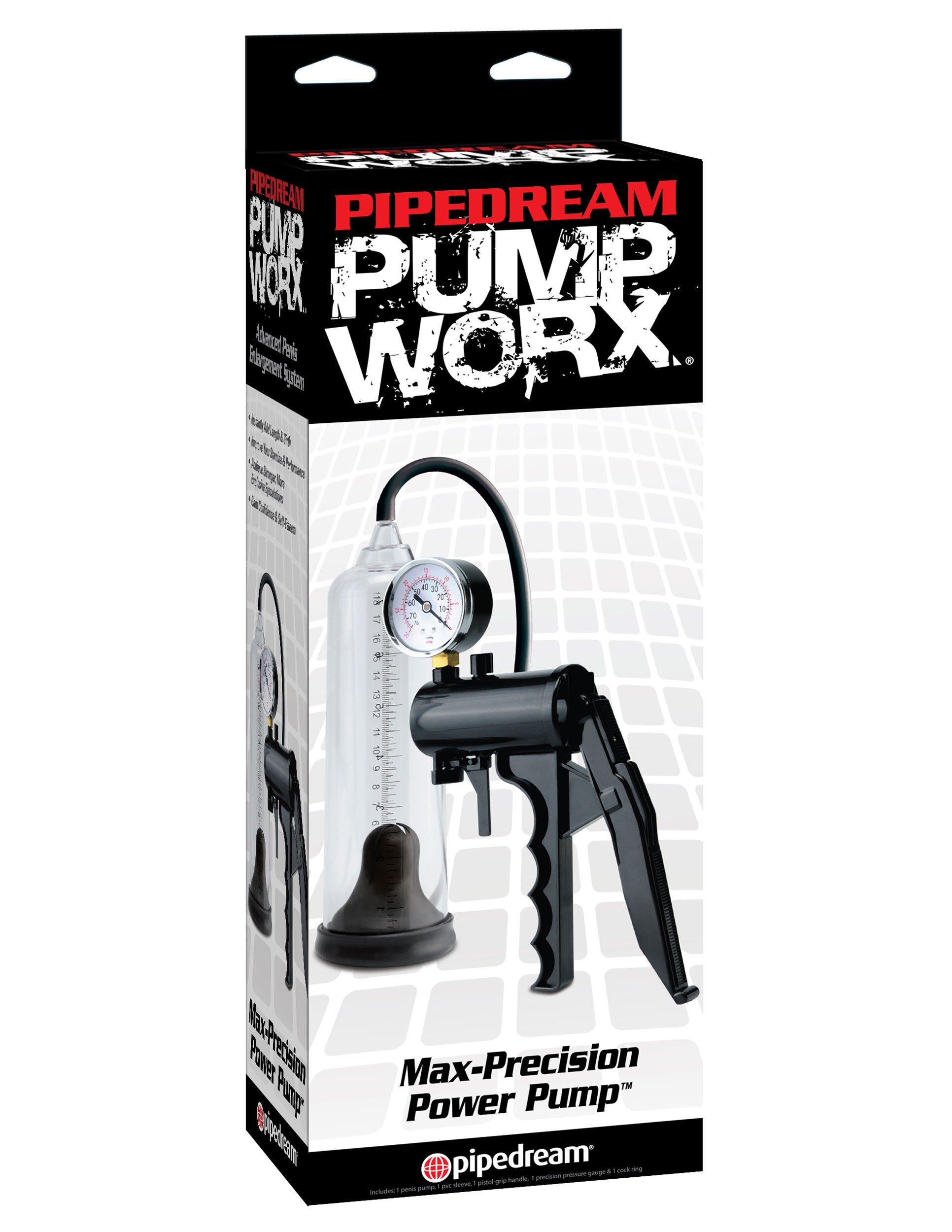 Pump Worx Max-Precision Power Pump – Heavy-Grade Acrylic 18cm Handheld Penis Pump