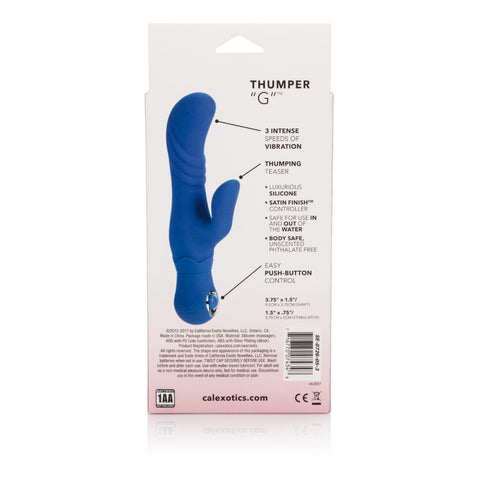 Posh Blue Silicone Thumper Dual Massager with 3 Speeds VIBRATORS-RABBIT