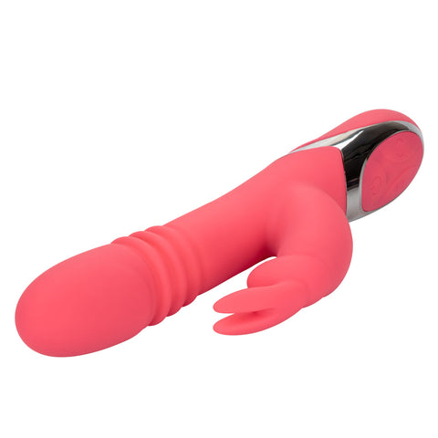 Enchanted Exciter Pink Silicone Rechargeable Waterproof Vibrator with 4 Shaft Rotation, 4 Thrusting Functions and 12 Vibration Modes VIBRATORS-RABBIT
