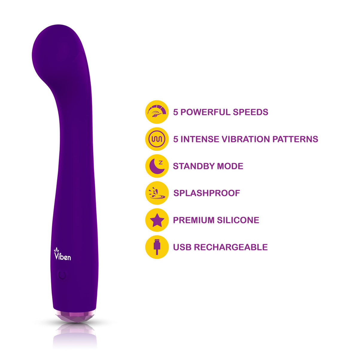 Viben Devotion Violet G-Spot Vibrator – Smooth Silicone Intense Stimulation Device > Sex Toys For Ladies > G-Spot Vibrators