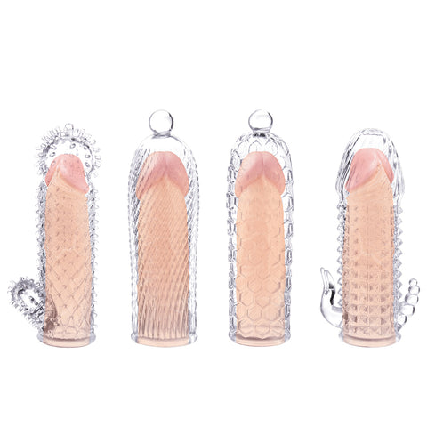Magic Soft Stretchy Tickler Sleeves Kit Clear Penis Sleeves Set SLEEVES