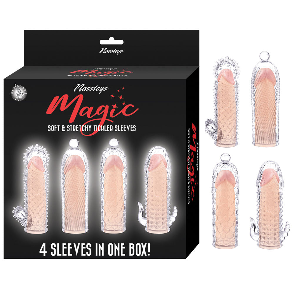 Magic Soft Stretchy Tickler Sleeves Kit Clear Penis Sleeves Set > Sex Toys For Men > Penis Sleeves