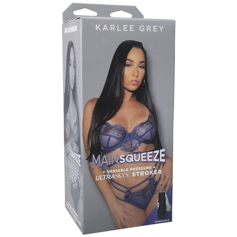 Main Squeeze Karlee Grey Ultraskyn Stroker Pussy with Hard Outer Case and Variable Suction Strokers - Celebrity
